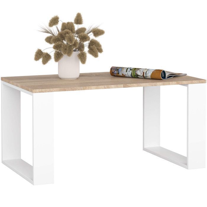 Table basse AKORD NOX Chêne Sonoma 92 cm pieds Blancs 92x53x45 cm Table basse AKORD NOX Chêne Sonoma 92 cm pieds Blancs 92x53x45 cm