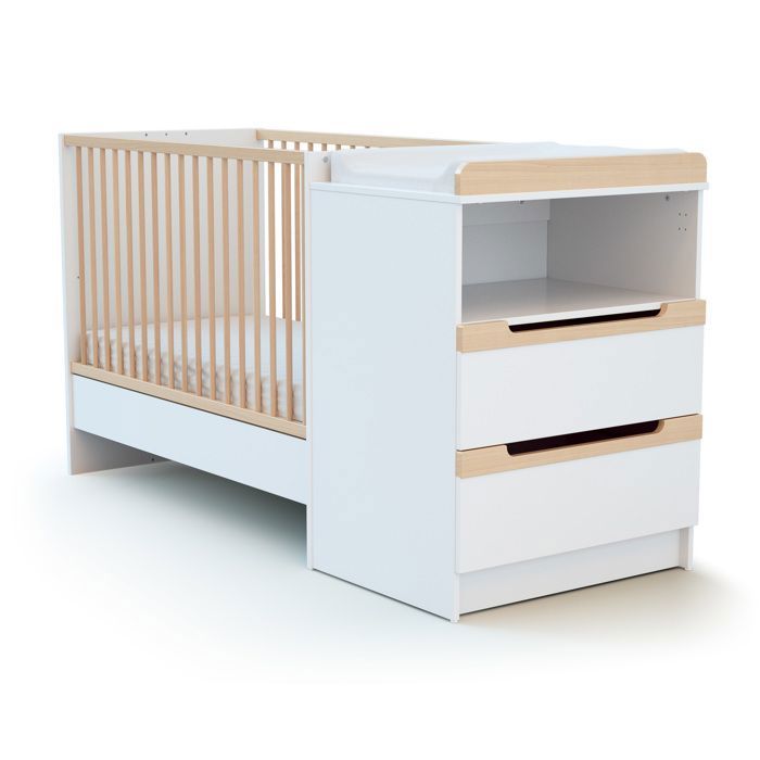 JURABABY - Combiné lit bébé évolutif en bois CARROUSEL Blanc et Hêtre Verni 60 x 120 cm Blanc et Hêtre Verni - Taille unique JURABABY - Combiné lit bébé évolutif en bois CARROUSEL Blanc et Hêtre Verni 60 x 120 cm Blanc et Hêtre Verni - Taille unique