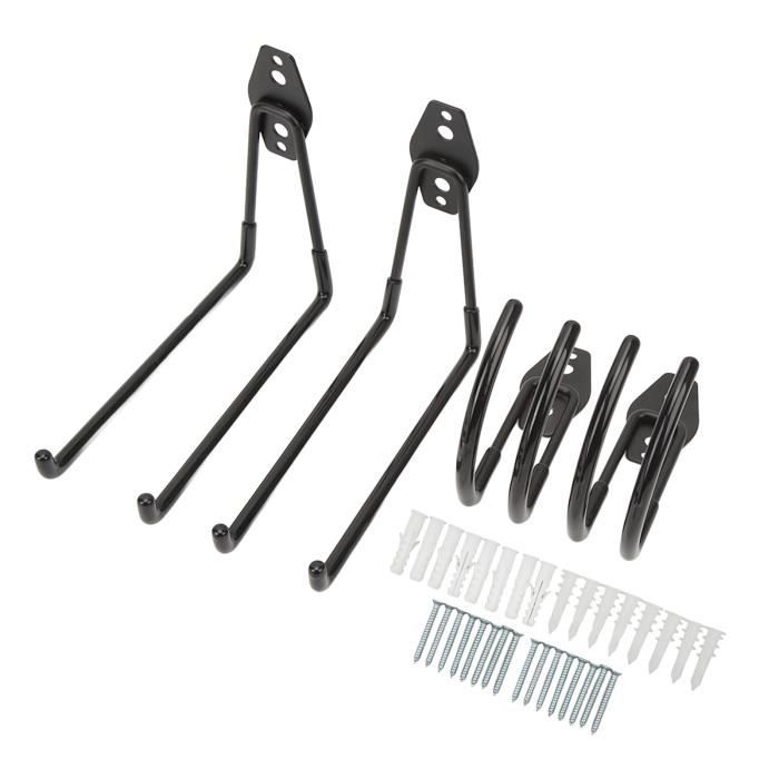 Lot de 8 Crochets Utilitaires Robustes pour Rangement de Vélo Garage, Fixation Murale, Crochets de Plafond – Cintre pour Organiser Vélos, Échelle, Extension et Outils Électriques – Noir