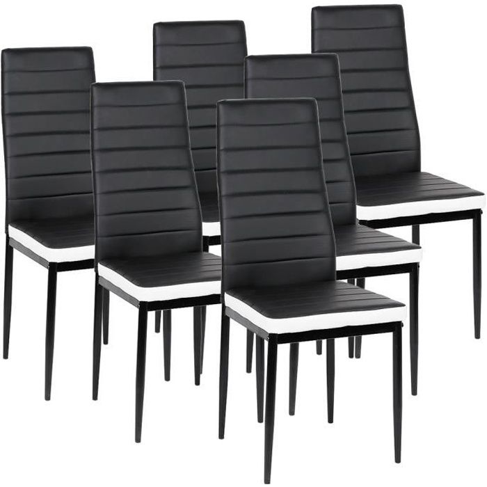 Lot de 6 chaises noires - Marque - Haut Dossier Confortable - Cuisine - Design