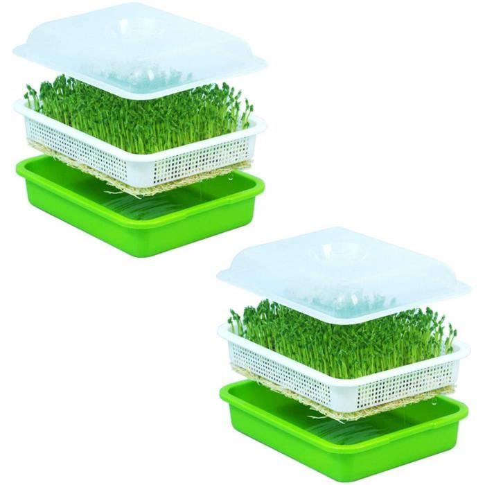 Kit 2 Plateaux De Germination En Acier Inoxydable - Pour Graines, Micro-pousses, Herbe De Blé - Lavable Au Lave-vaisselle