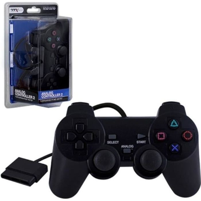 Manette Pad Joystick Analogique filaire Dual Shock 2 Pour Console Sony PlayStation 2 PS2 Noir