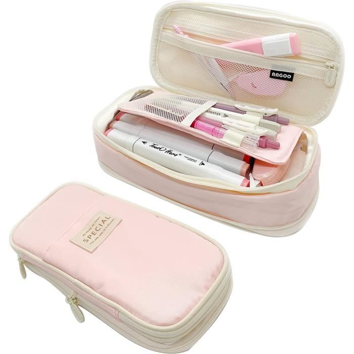 Criveple Trousse 2 En 1 Silicone Souple - Porte-Crayons & Organisateur - Étudiantes/Ados - Multiple Couleurs