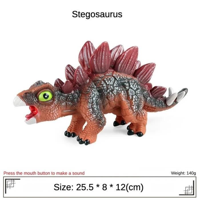 Stégosaure - OozDec-Modèle de dinosaure en caoutchouc souple de simulation,  Dinosaure mignon à presser, Son I