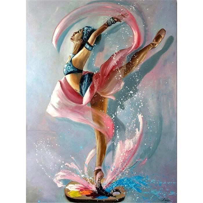 5D Diamond Painting Danseuse Peinture Diamant Kits Pour Adultes/Enfants, DIY Broderie Diamant Kit Complet, Cristal Strass Point De Croix Toile Art, Salon Chambre Décoration Murale Square Drill,50x60cm