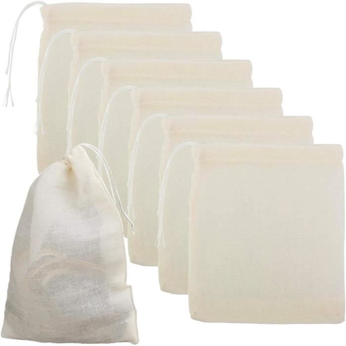 Sacs En Mousseline Coton 10x8 Cm - Lot De 50, Cordon De Serrage | Réutilisables Pour Thé, épices, Café