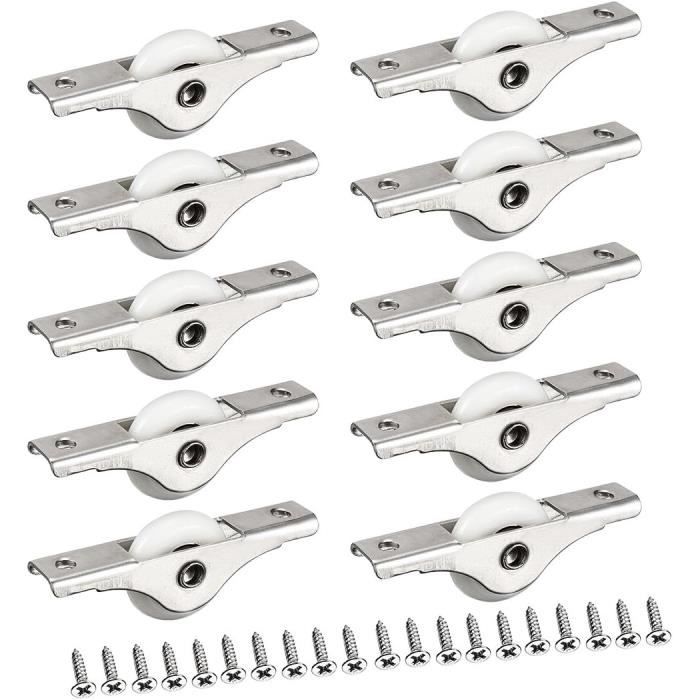 10 Poulies En Nylon Pour Portes Coulissantes – Rouleaux Avec Support Acier, Glissement Fluide