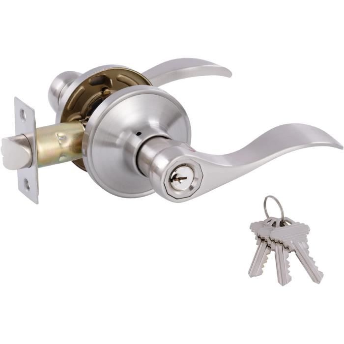 Poignée Porte Entrée Ri-Key Security – Levier Bronze Huilé, Cylindre Clé 3 Clés