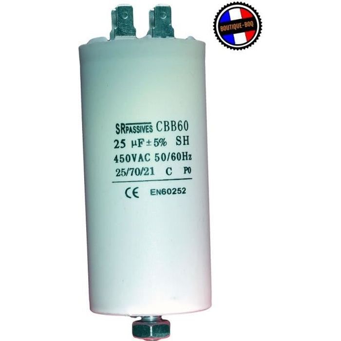 12uf 450v 12µF CBB61 Condensateur de démarrage a cosse 40/85/21 12uf 450v 12µF CBB61 Condensateur de démarrage a cosse 40/85/21