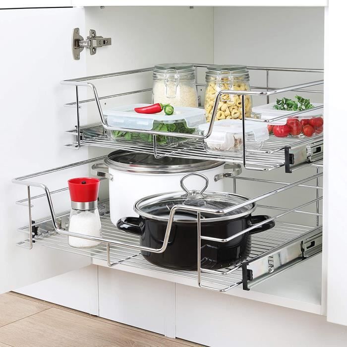 tiroir telescopique rangement armoire cuisine pour placard de 50 cm tiroir panier coulissant de rangement achat vente panier de cuisine tiroir telescopique rangeme cdiscount