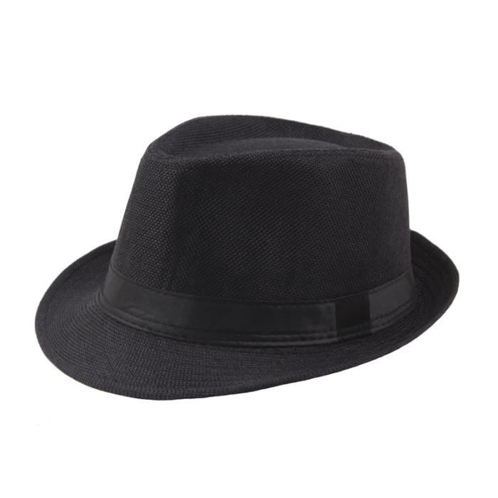 Homme Femme Noir packable paille panama fedora chapeau d'été avec bande nouveau 