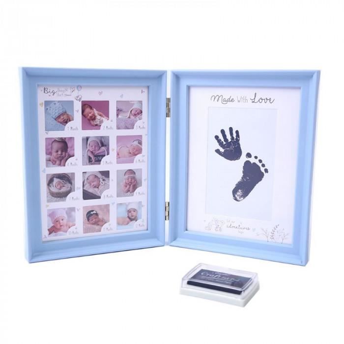 Version Bleu Royal Ne Bebe Main Pied Tampon D Encre Imprimer Nourrissons Pleine Lune Age Croissance Cadre Photo Cadeau Enfants Cdiscount Maison