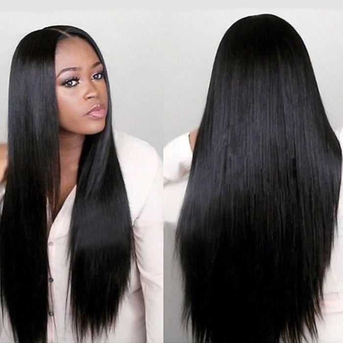 Perruque Femme Cheveux Longs Lisse Perruque Cheveux Longs noir Outlet Cdiscount Au quotidien