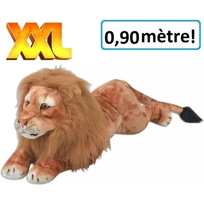 Lion Geant En Peluche Xxl Doudou Enfant Adulte Calin Dormir Decoration Cadeau Jouet Anniversaire Noel Fete Cdiscount Jeux Jouets