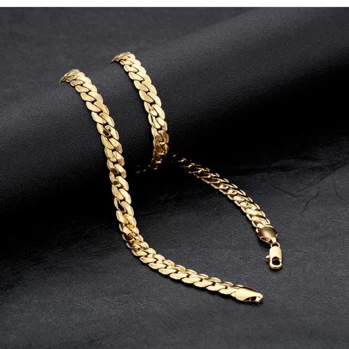 Prix D Une Chaine En Or Collier chaîne en or jaune 18 carats pour hommes 27.5 pouces 9mm D'or