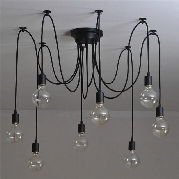 8 Light Industrial Steampunk Loft Vintage Lustre Plafond Pendentif
