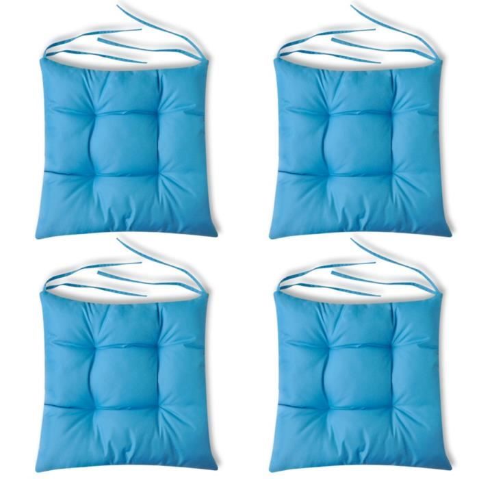 Magnifique Ensemble de 4 coussins de chaises Bleu  Cdiscount Maison