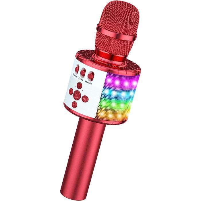 Microphone Karaoké Bluetooth Avec Lumières LED - Enceinte, Enregistreur, Changeur De Voix - Pour Enfants Et Fêtes