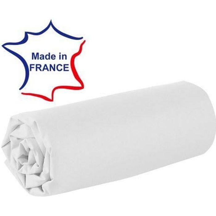 80 x 200 cm 100% coton Drap housse 57 fils France