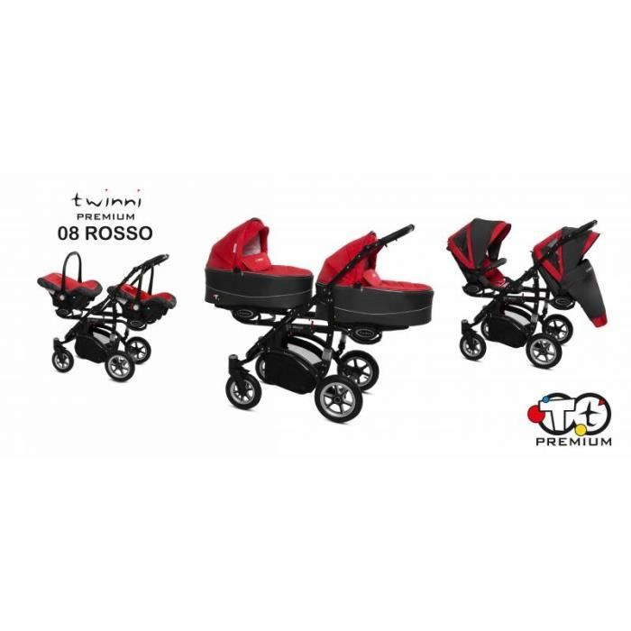 Poussette twinny premium pour jumeaux rouge 2 assises 2 nacelles 2 sieges auto Cdiscount Puericulture Eveil bebe