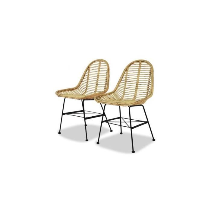 Chaise de salle à manger 2 pcs Rotin naturel