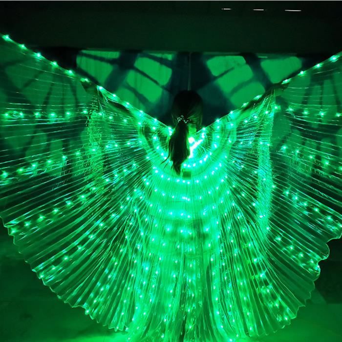 Ailes Led Isis 360° - Pour Danse Du Ventre, Carnaval, Spectacles (Blanc, Taille Adulte/Enfant) Ailes éclairage 360