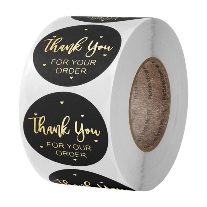 500 Autocollants Ronds "Merci" 3.8cm - Stickers Remerciement Commande Prune - Packaging Commerce