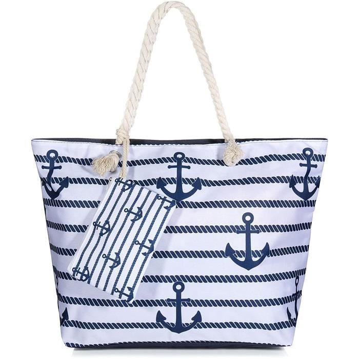 Sac De Plage Femme Xxl Sac À Bandoulière Sac De Plage En Toile, Grand Sac  De Plage, Sacs À Bandoulière, Avec Fermeture Éclai[u254] I Must Go -  Cdiscount Bagagerie - Maroquinerie