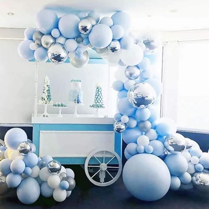 Pack Déco Anniversaire 56 Pièces – Bleu, Guirlandes Et Ballons, Neuf