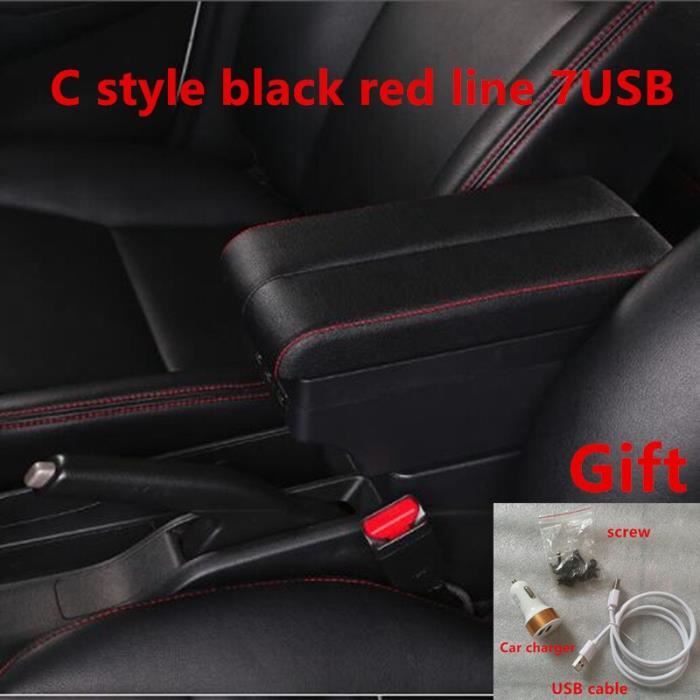 B style noir blanc - Accoudoir double couche surélevé pour Peugeot 208
