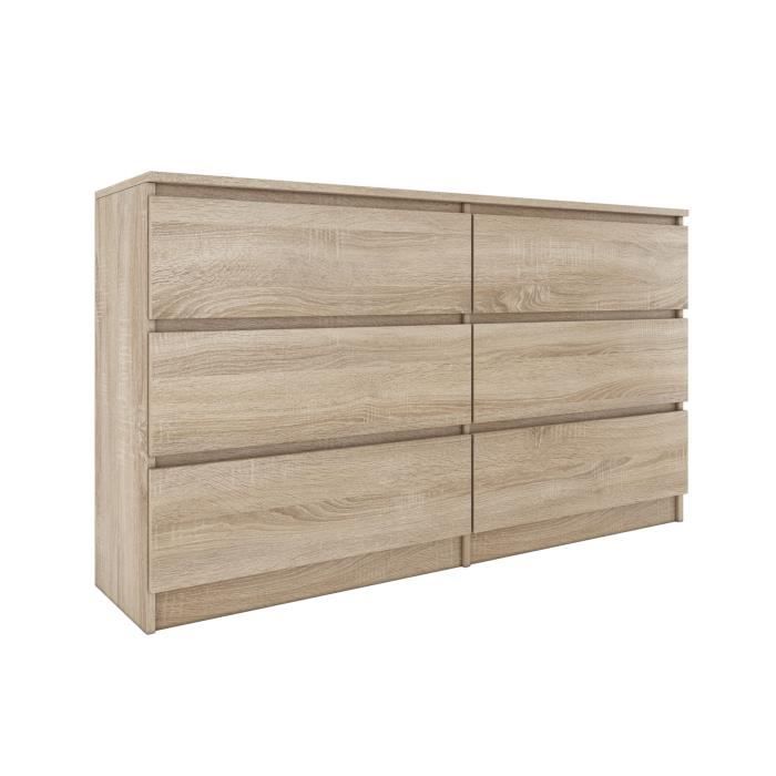 Commode Blanche 120cm Avec 3 Tiroirs Et 2 Portes - Meuble Rangement Chambre - 78.2x120.4x39cm - Style Moderne