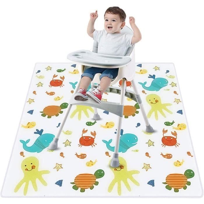 Tapis Chaise Haute 130x130 Cm Imperméable Nylon - Antidérapant, Protection Sol Bébé, Tapis De Jeu Et Ramper Multifonction