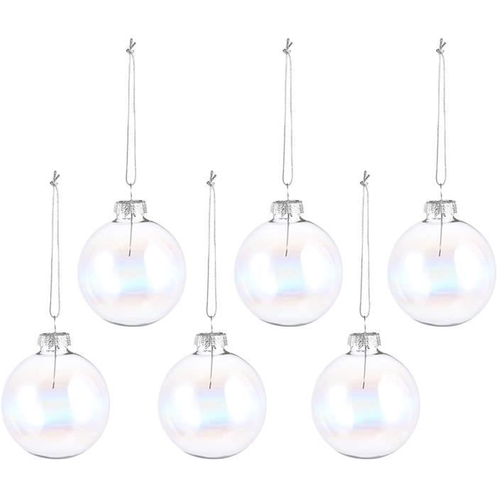 Lot De 6 Boules De Noël En Cristal Transparent La Vida - Soufflées Et Taillées Main - Ornements Vintage