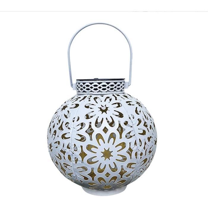 Lot De 2 Lanternes Solaires Florales Extérieur – Métal, LED Blanc Chaud, Étanches, Pour Jardin, Terrasse, Balcon (Bronze)