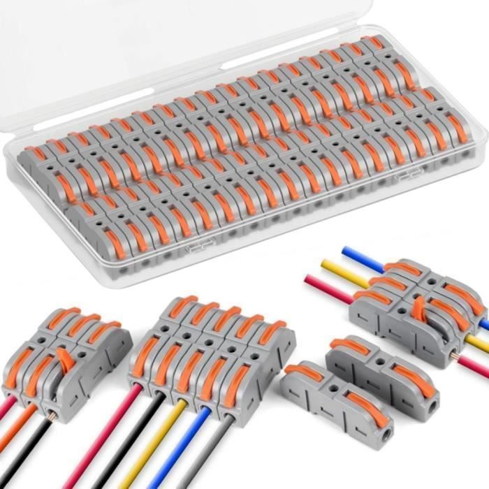 60 Connecteurs Électriques Rapides - 2 Entrées - Pour Fils 0,14-4mm² - Sécurisés Et Faciles à Installer