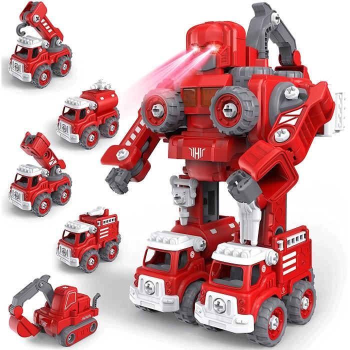 Robot de construction 5 en 1 - Jouet de construction - Jaune - Pour enfants de 3 à 8 ans - Jeux - Jouets