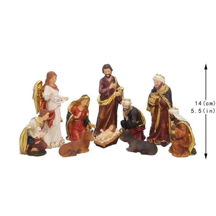 Figurine De La Nativité En Résine - Statue De Jésus, Décoration De Noël Religieuse Pour La Maison