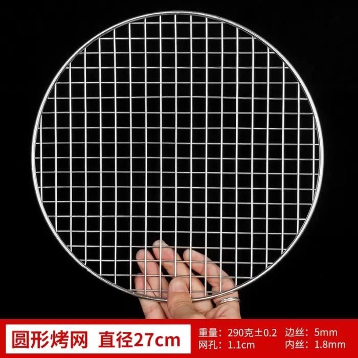 Grille Barbecue Ronde Acier Inoxydable 304 - Diamètre 45 Cm - Espacement 2 Cm - Pour Camping, Pique-nique - Facile à Nettoyer - 6