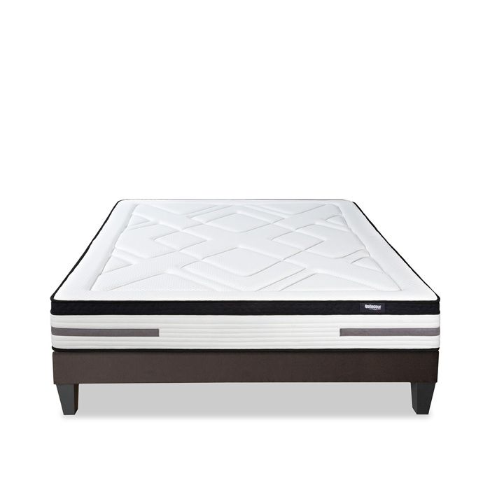 Ensemble Bellevue 180x200 cm Matelas Ressorts ensachés + Sommier Bois