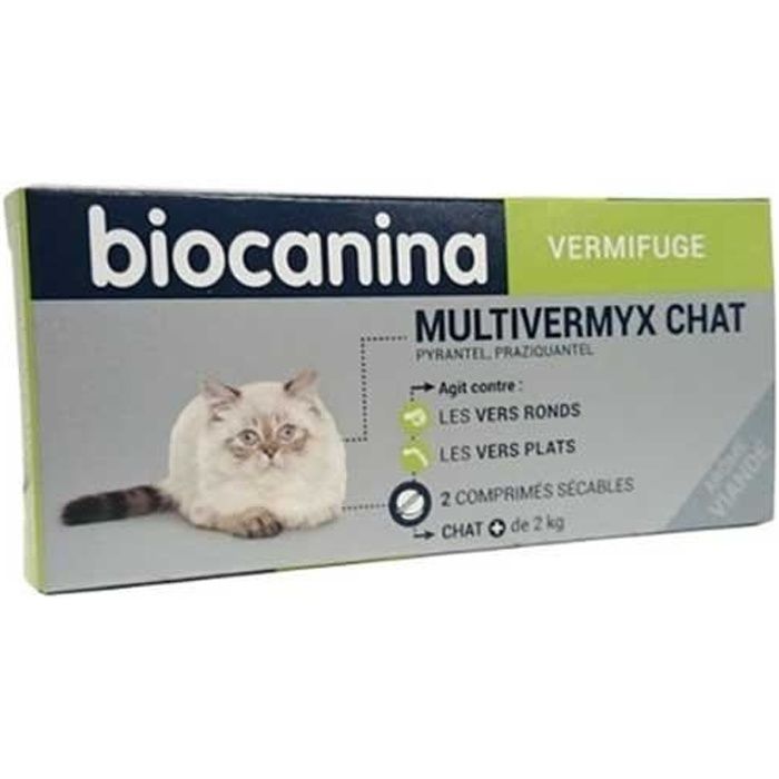 Comparer les prix de Biocanina Vermifuge Multivermyx Chat 2 comprimés Arôme Viande.