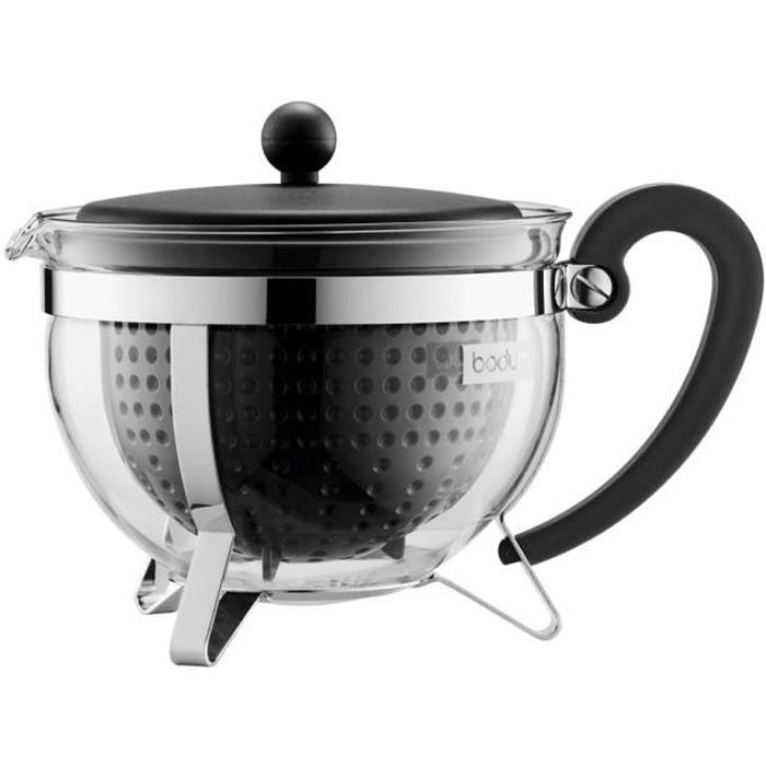 Théière Bodum Chambord 0,5L Avec Tamis Inox - Neuf, Design Intemporel, Inox Et Noir