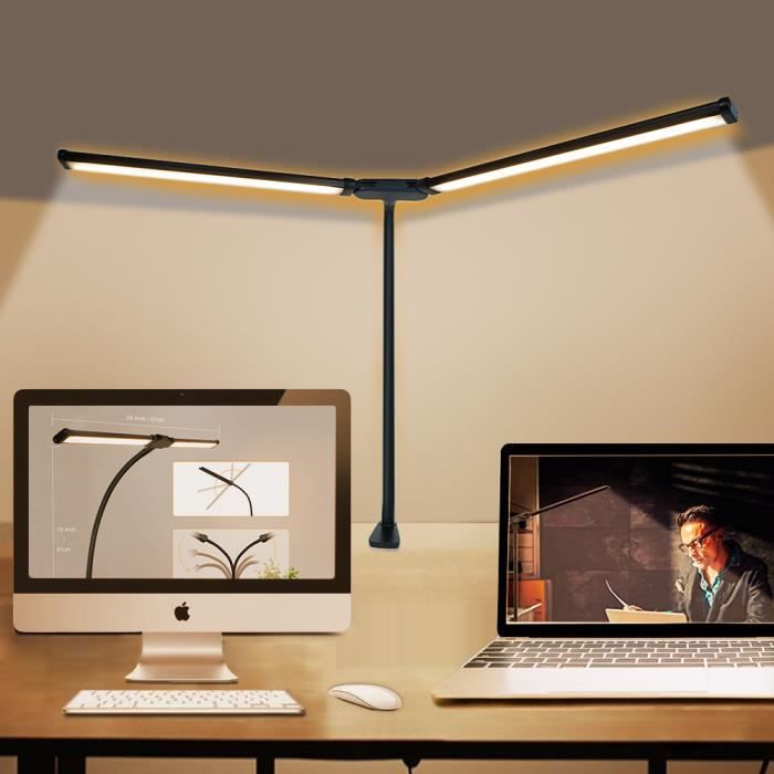 Lampe de Bureau LED Puissante, 61cm Lampe de Table , avec Pince et Capteur  de Lumière,10 Luminosité, 3 Températures de Couleur, - Cdiscount Maison