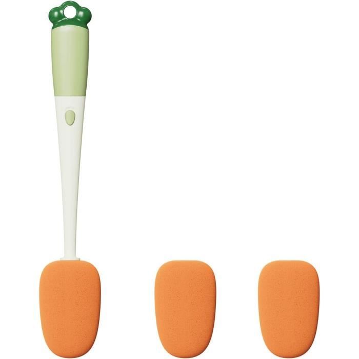 Brosse éponge pour biberon | Éponge de lavage de biberon à ventouse – Brosse de nettoyage multifonction pour biberon avec base aspirante, 2 en 1 à long manche brosse pour biberon