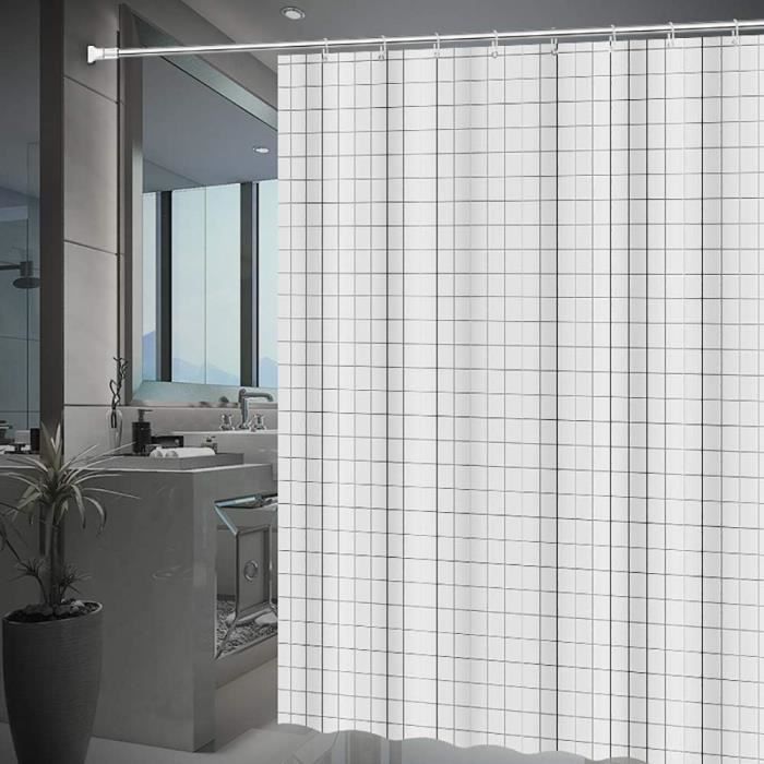 Rideau De Douche KAV 180x220cm - Polyester Imperméable, Anti-Moisissures, Crochets Inclus
