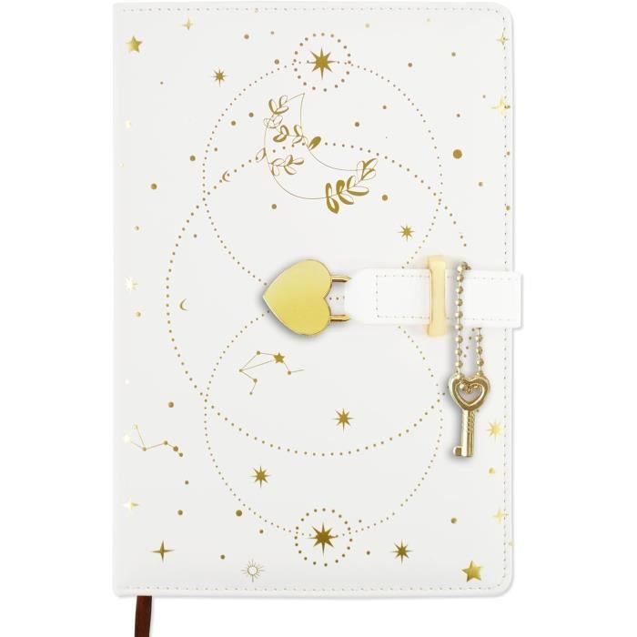 Journal Secret Avec Cadenas Métal Et Deux Clés - Pages à Points, Design Licorne, 21x15 Cm