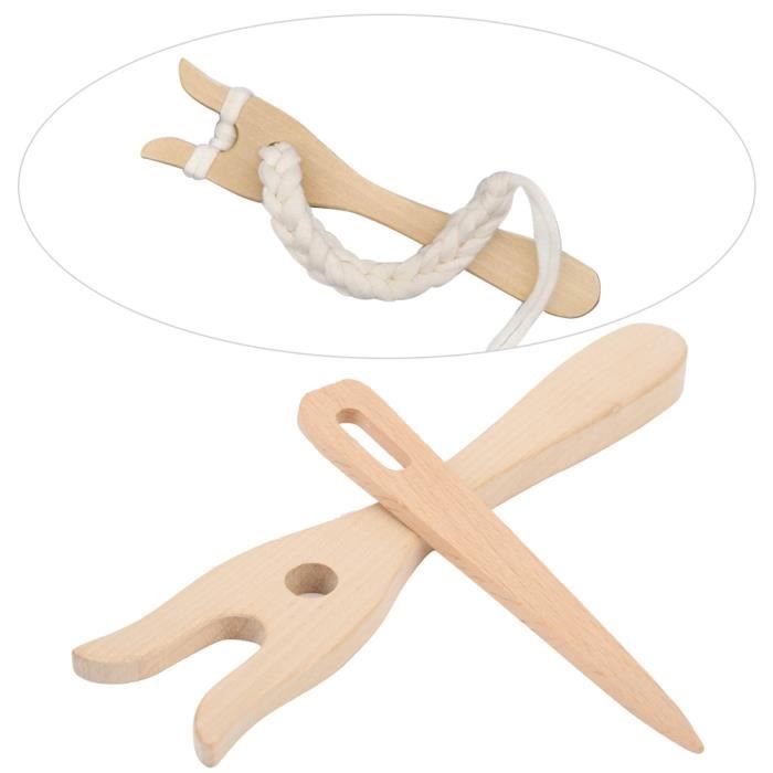 Kit De 3 Outils De Tissage En Bois - Fourche à Tricoter, Aiguille à œillet, Pour Bracelets Et Colliers