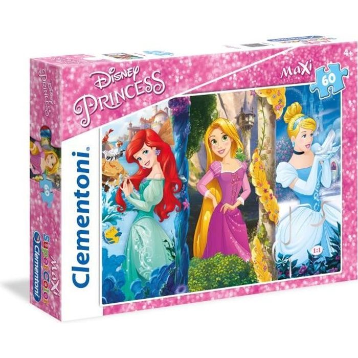 Puzzle Disney Princesses 60 pièces Maxi Clementoni - Cdiscount Jeux ...