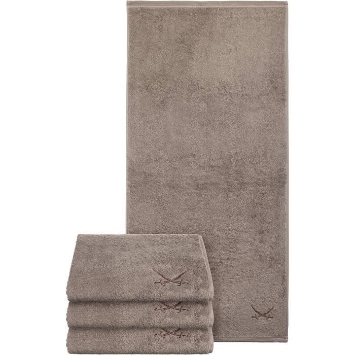 Set De 4 Serviettes ZOLLNER 50x100 Cm 100% Coton 380g/m² Beige - Qualité Hôtelière