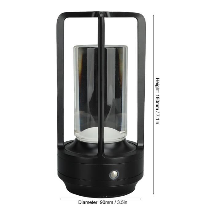Lampe Bouteille Sans Fil AIMARS - 3 Couleurs Gradables Tactiles, LED Rechargeable Pour Ambiance Chambre, Bar & Restaurant (Noir)