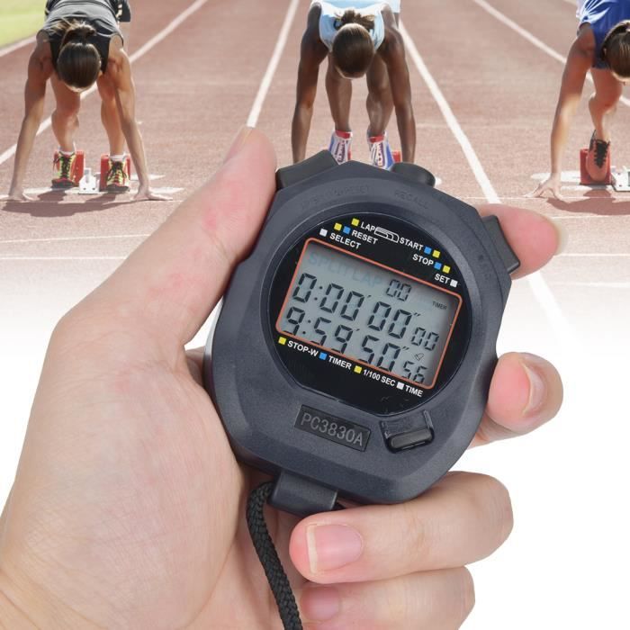 LI-Chronomètre Numérique, Chronomètre de Sport avec Affichage 3 Lignes